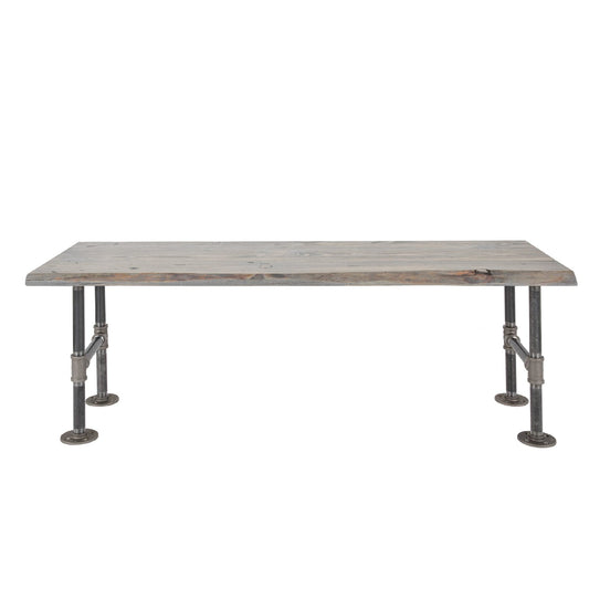 RESTORE Riverstone Grey Solid Live Edge Wood Accent Bench PIPE DECOR