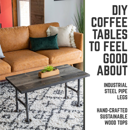 RESTORE Boulder Black Solid Wood Coffee Table PIPE DECOR