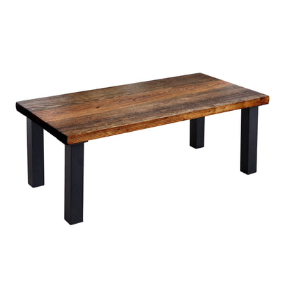 Skyline Boulder Black Solid Wood Coffee Table with 12 in. High-Rise Legs PIPE DECOR