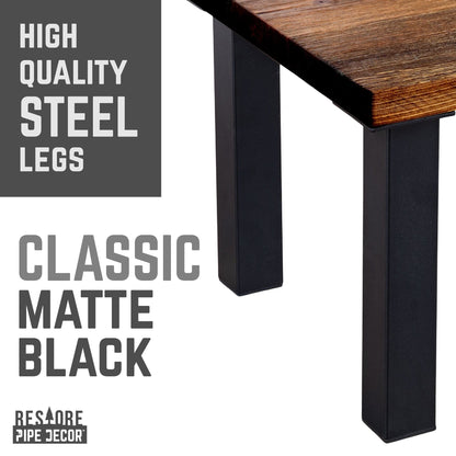 Skyline Boulder Black Solid Wood Coffee Table with 12 in. High-Rise Legs PIPE DECOR