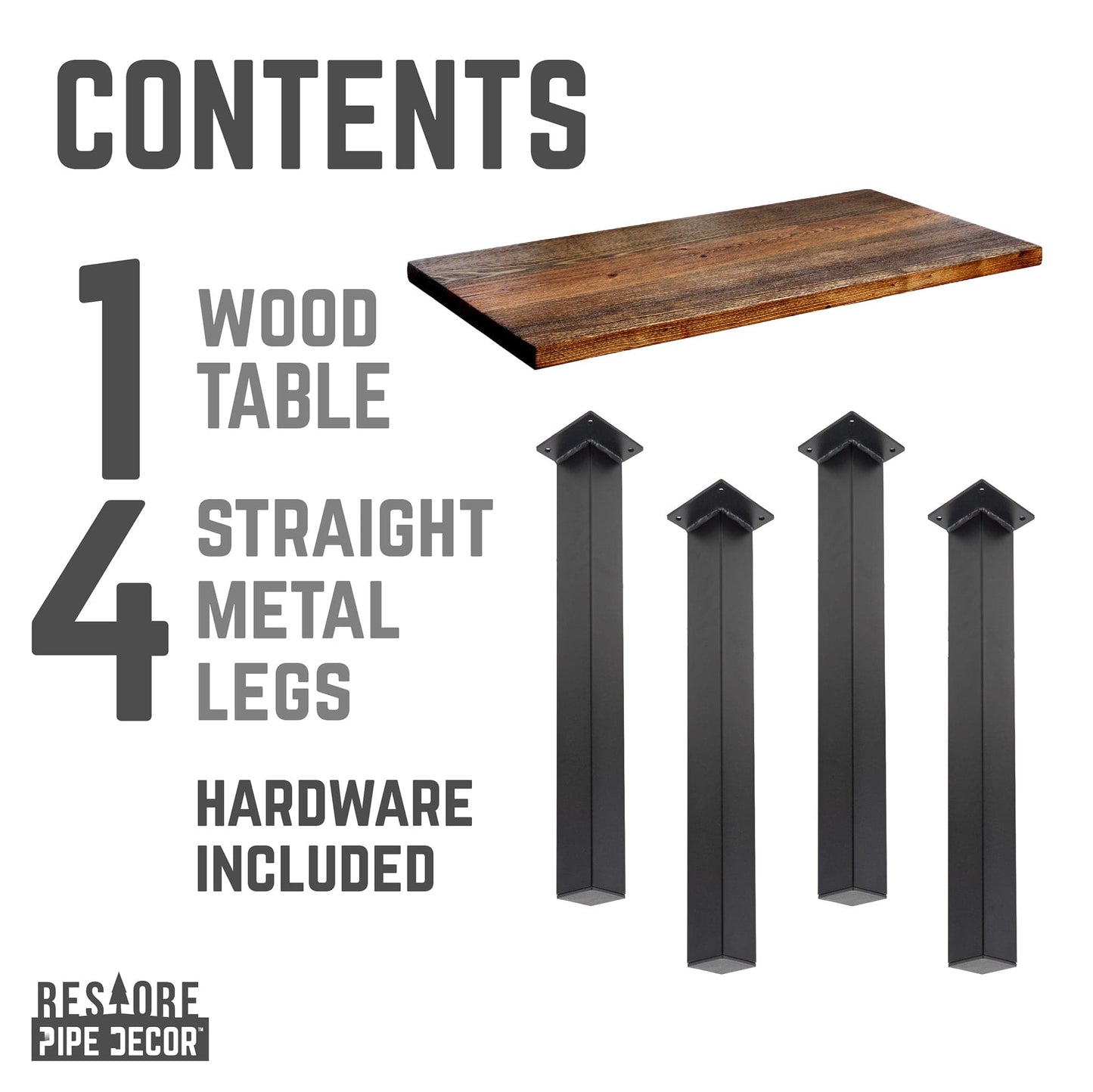 Skyline Boulder Black Solid Wood Coffee Table with 12 in. High-Rise Legs PIPE DECOR
