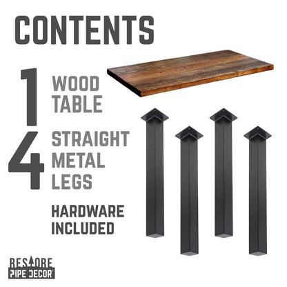 Skyline Boulder Black Solid Wood Coffee Table with 12 in. High-Rise Legs PIPE DECOR