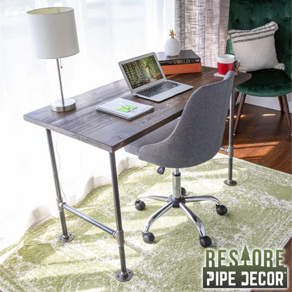 RESTORE Trail Brown Solid Wood Office Desk PIPE DECOR