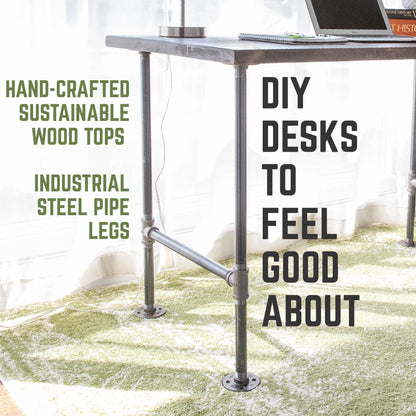 RESTORE Trail Brown Solid Wood Office Desk PIPE DECOR