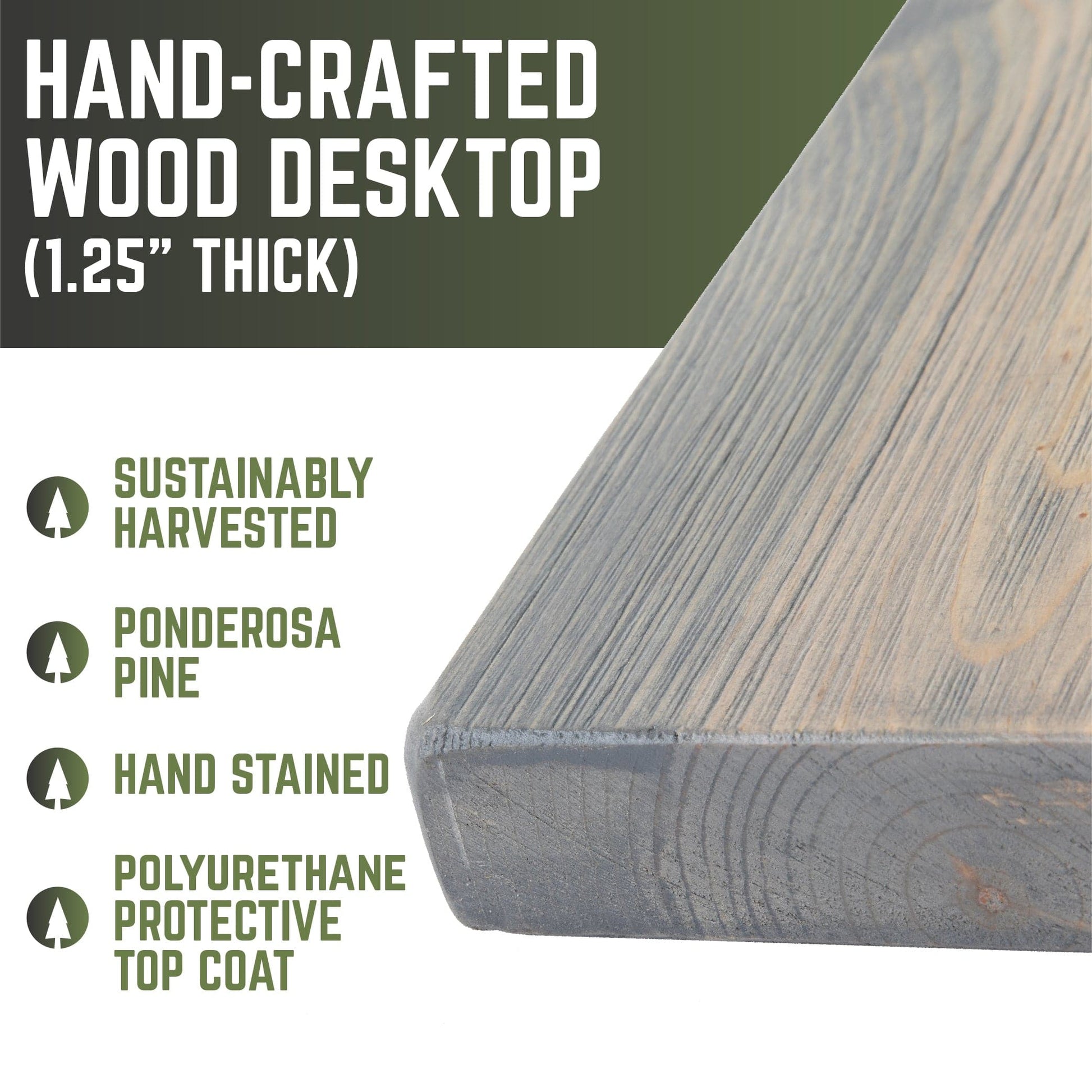 RESTORE Riverstone Grey Solid Wood Office Desk PIPE DECOR