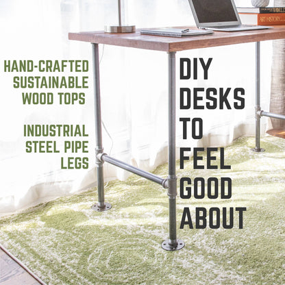 RESTORE Sunset Cedar Solid Wood Office Desk PIPE DECOR