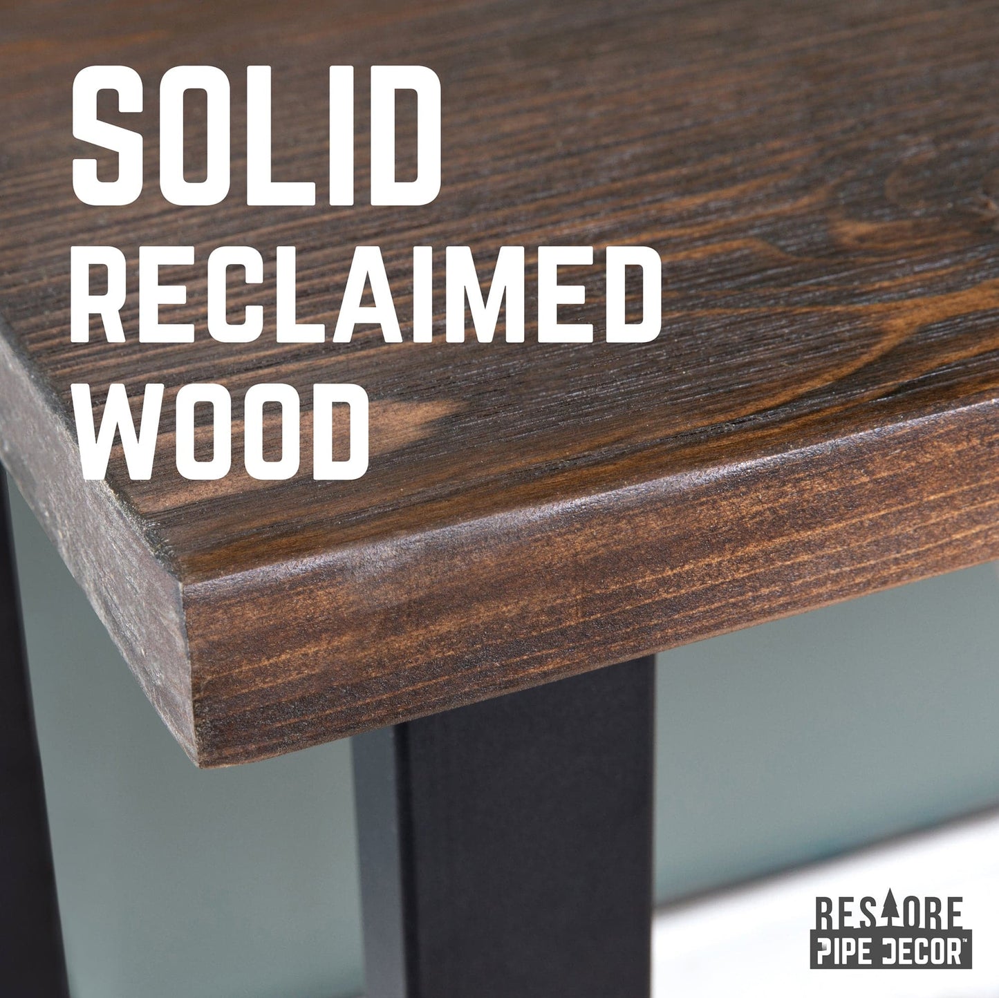 Skyline Boulder Black Solid Wood Desk with 28 in. Landscape Legs PIPE DECOR