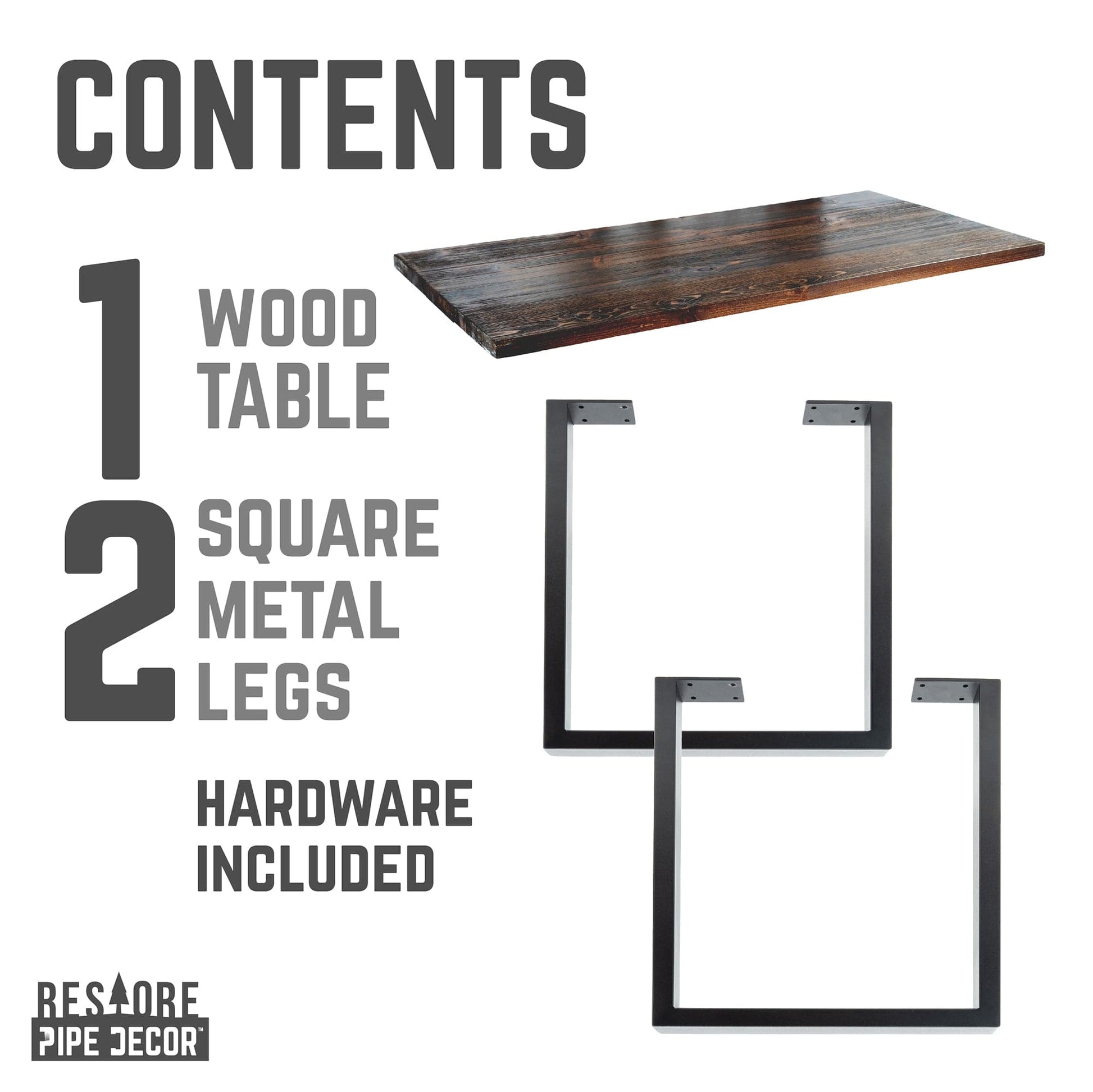 Skyline Boulder Black Solid Wood Desk with 28 in. Landscape Legs PIPE DECOR