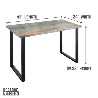 Skyline Riverstone Grey Solid Wood Desk with 28 in. Landscape Legs PIPE DECOR