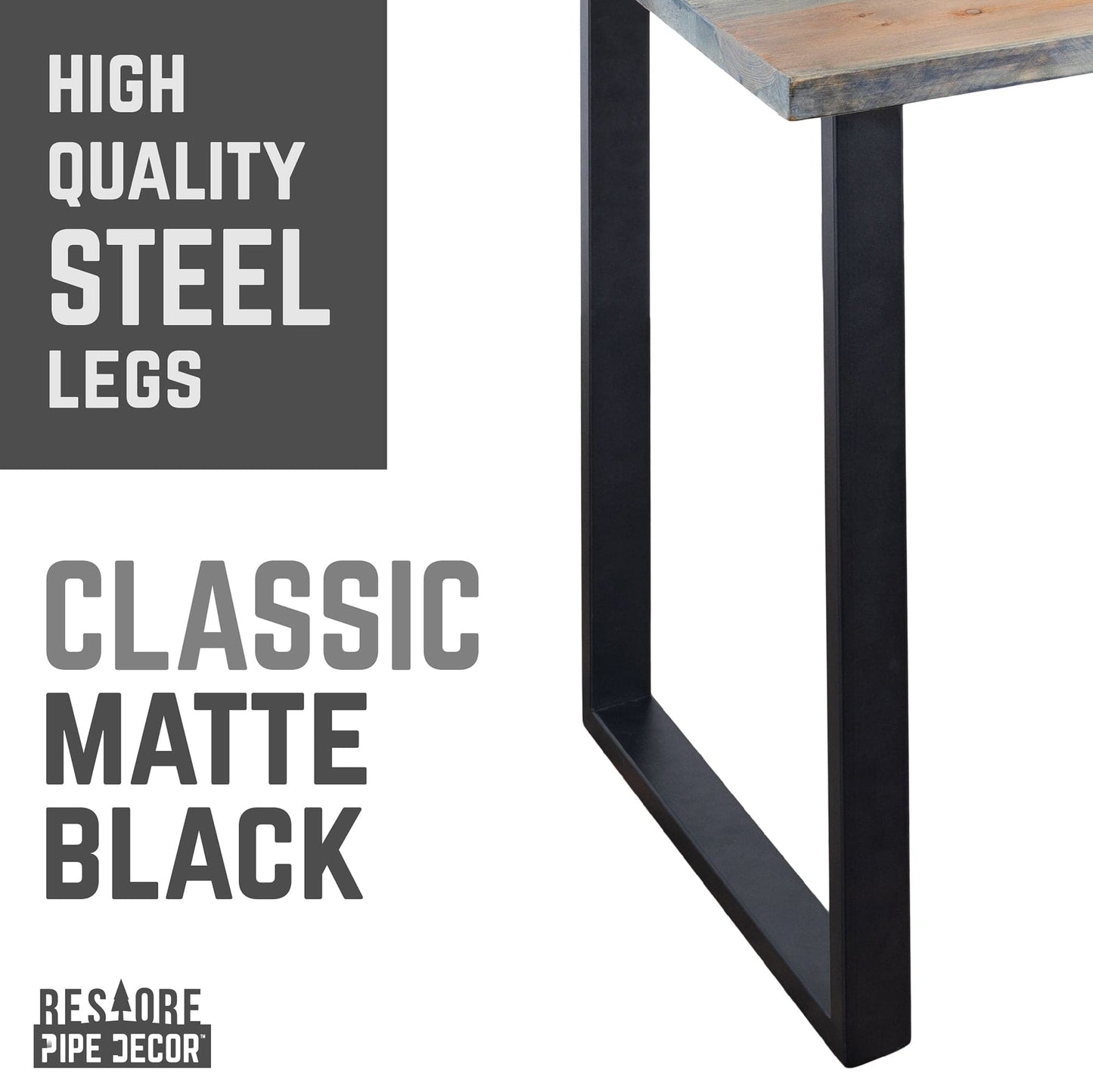 Skyline Riverstone Grey Solid Wood Desk with 28 in. Landscape Legs PIPE DECOR