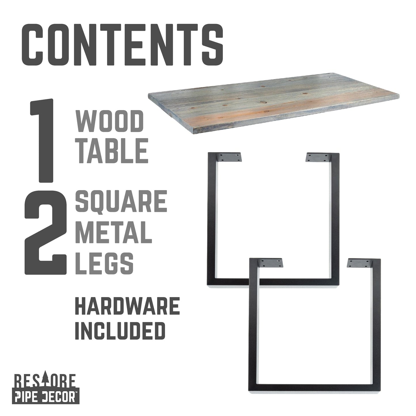 Skyline Riverstone Grey Solid Wood Desk with 28 in. Landscape Legs PIPE DECOR