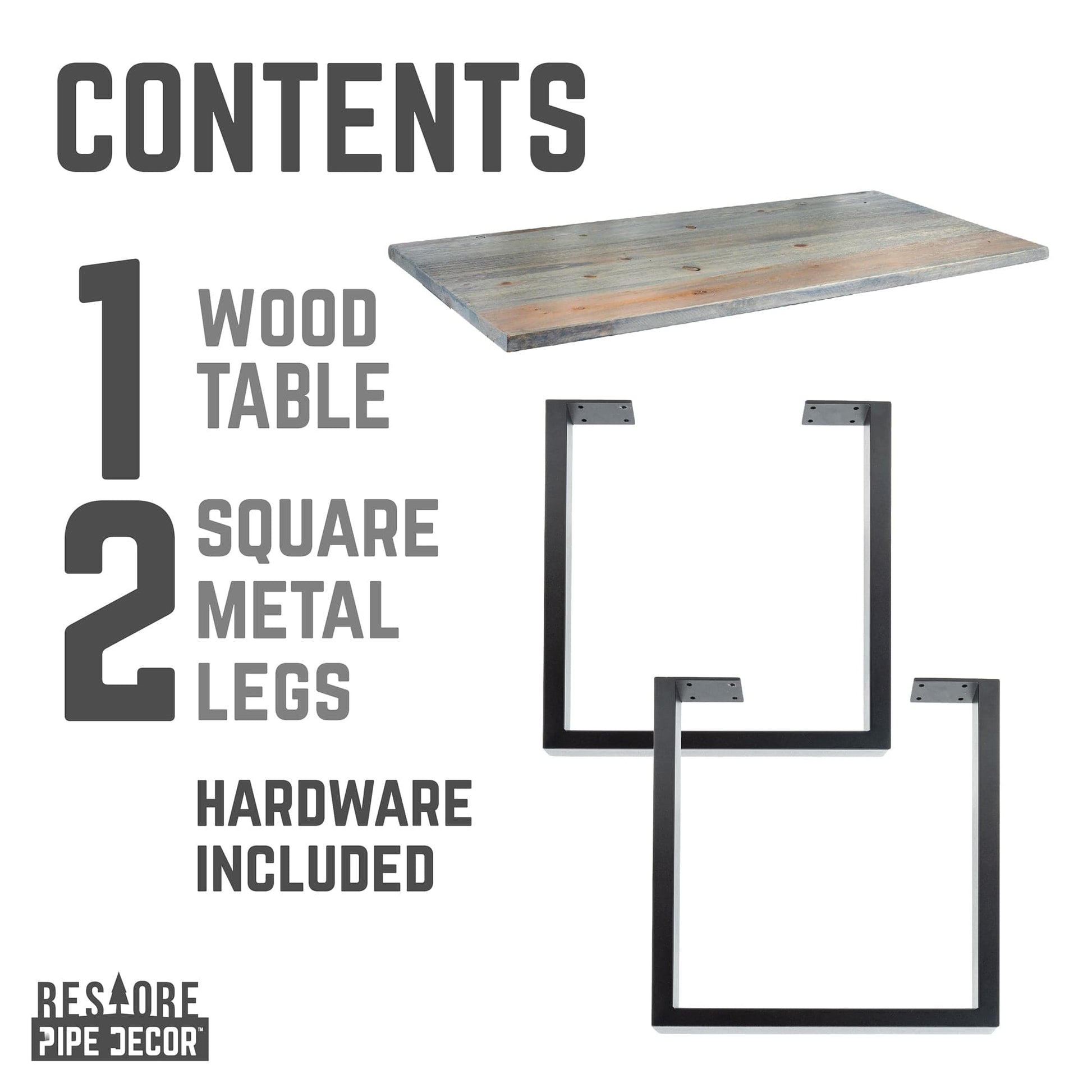 Skyline Riverstone Grey Solid Wood Desk with 28 in. Landscape Legs PIPE DECOR