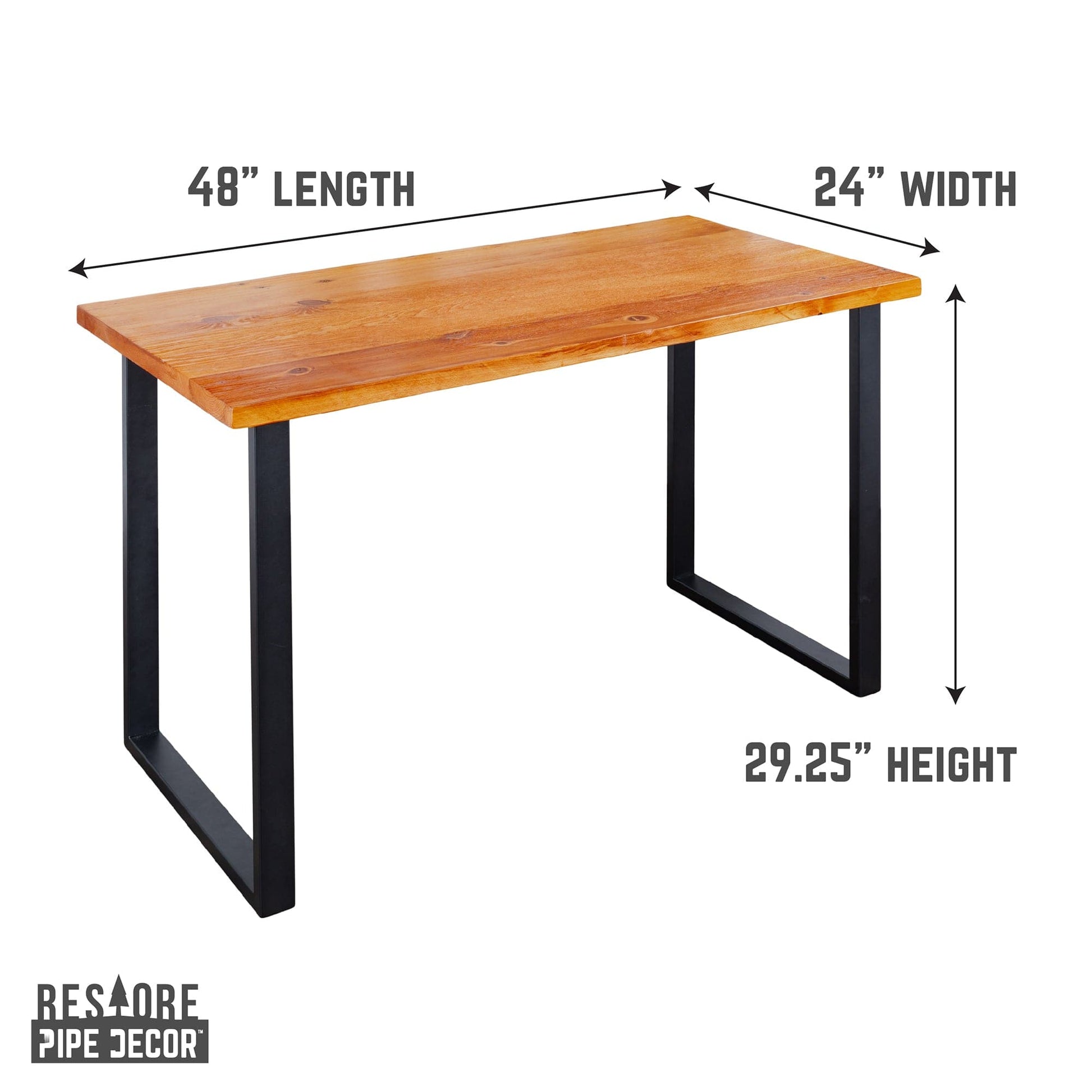 Skyline Sunset Cedar Solid Wood Desk with 28 in. Landscape Legs PIPE DECOR