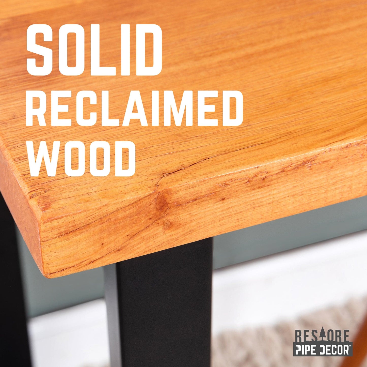 Skyline Sunset Cedar Solid Wood Desk with 28 in. Landscape Legs PIPE DECOR
