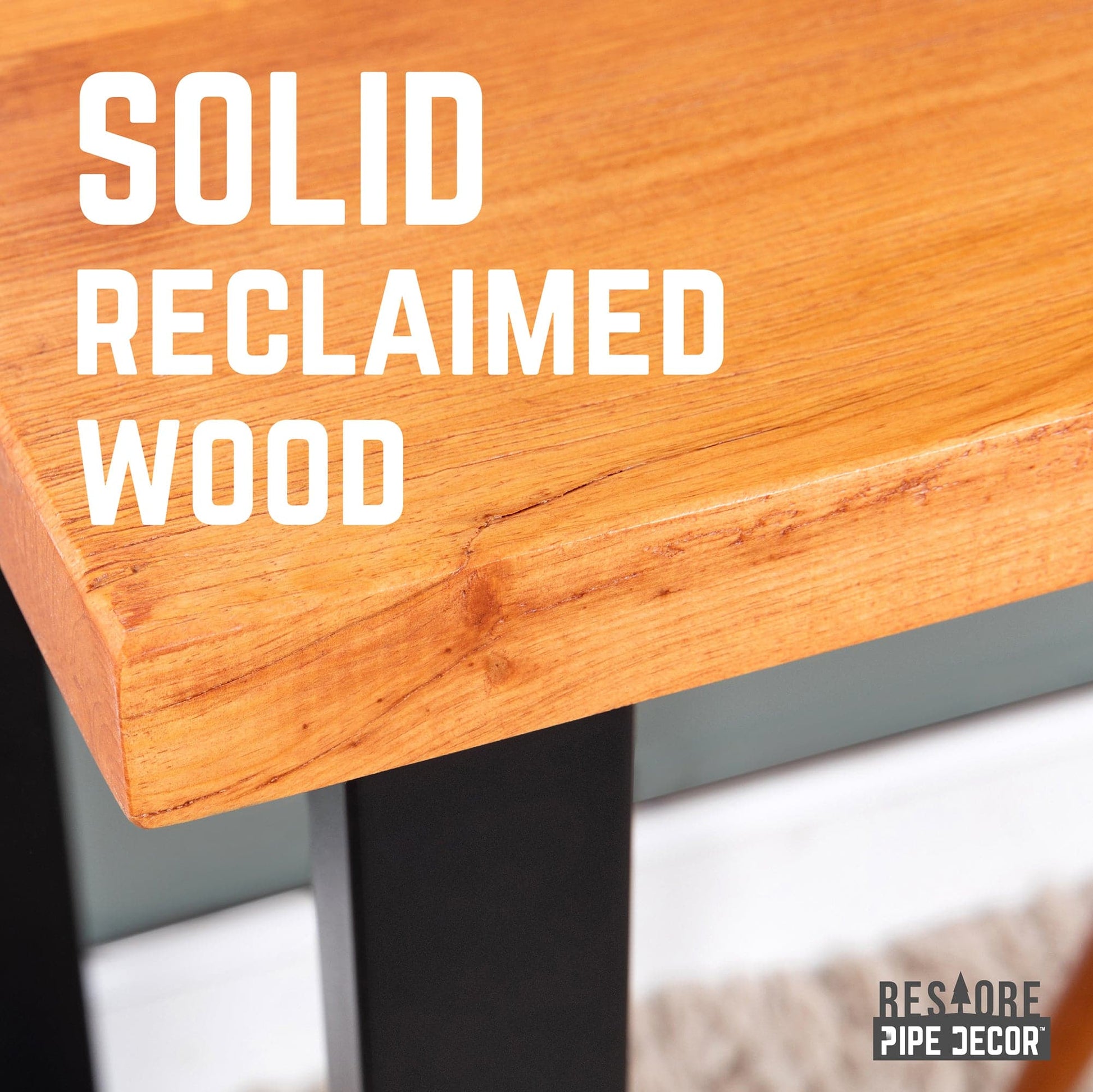 Skyline Sunset Cedar Solid Wood Desk with 28 in. Landscape Legs PIPE DECOR