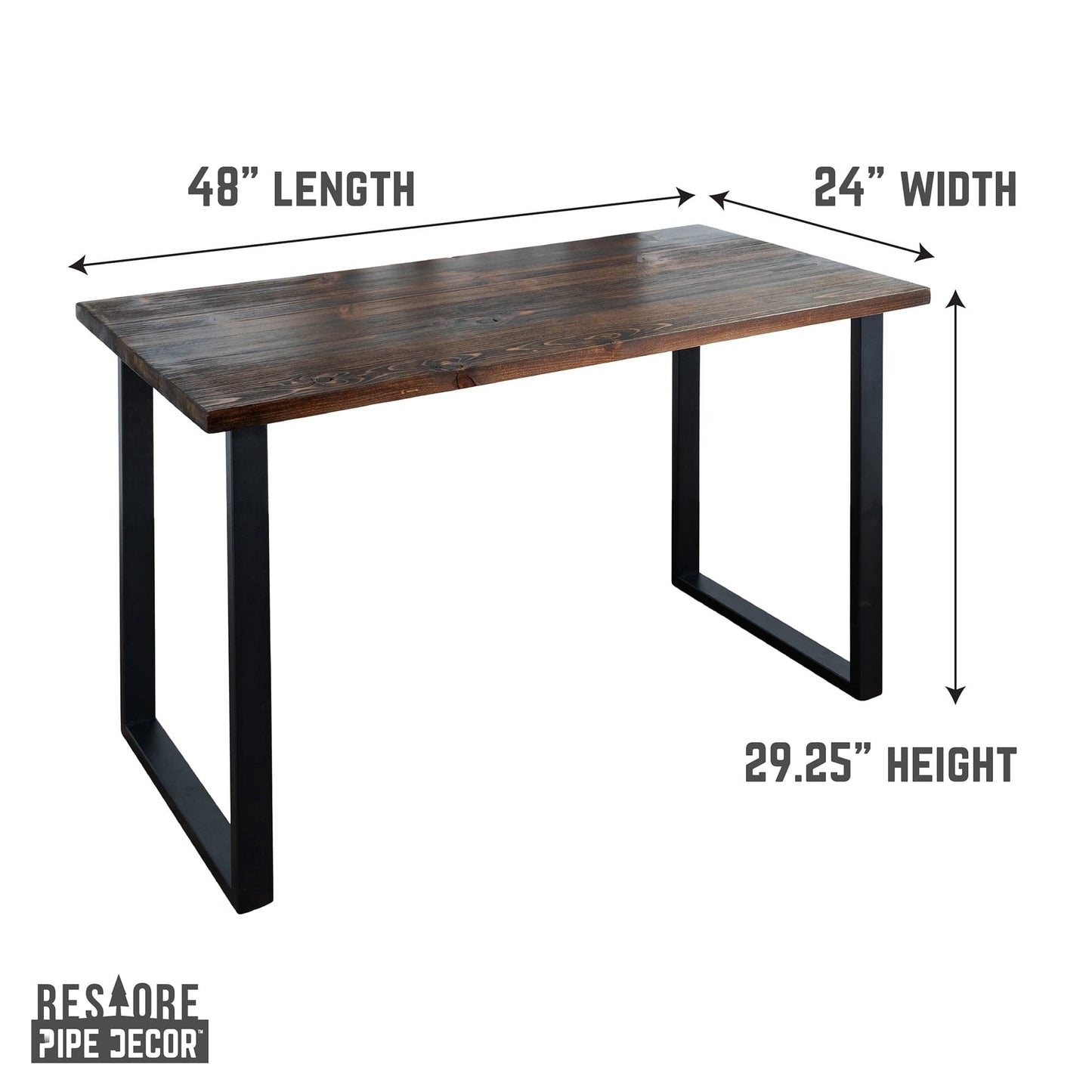 Skyline Trail Brown Solid Wood Desk with 28 in. Landscape Legs PIPE DECOR