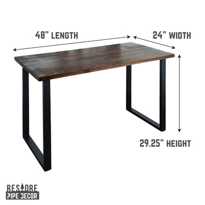 Skyline Trail Brown Solid Wood Desk with 28 in. Landscape Legs PIPE DECOR