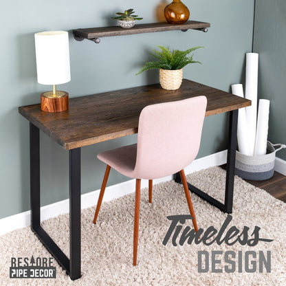 Skyline Trail Brown Solid Wood Desk with 28 in. Landscape Legs PIPE DECOR
