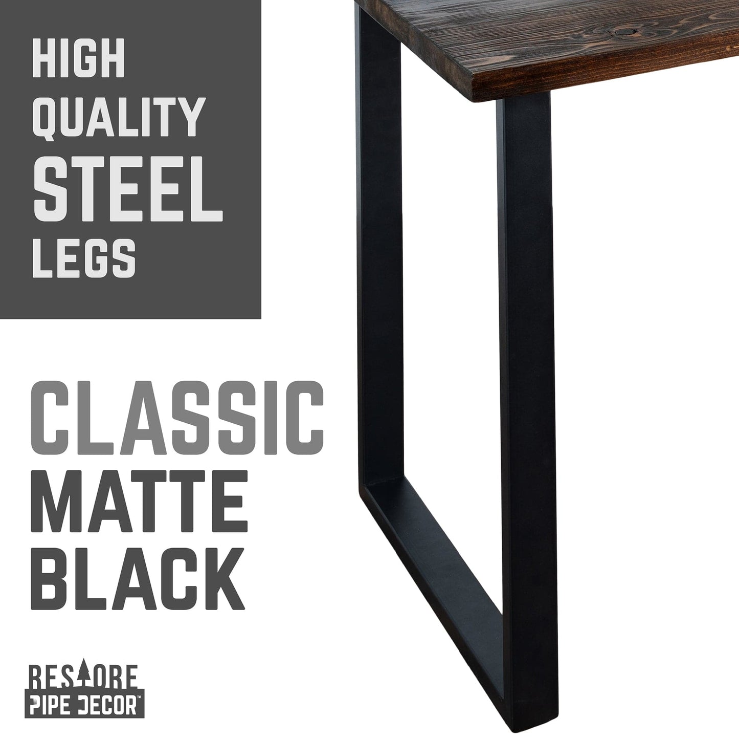 Skyline Trail Brown Solid Wood Desk with 28 in. Landscape Legs PIPE DECOR