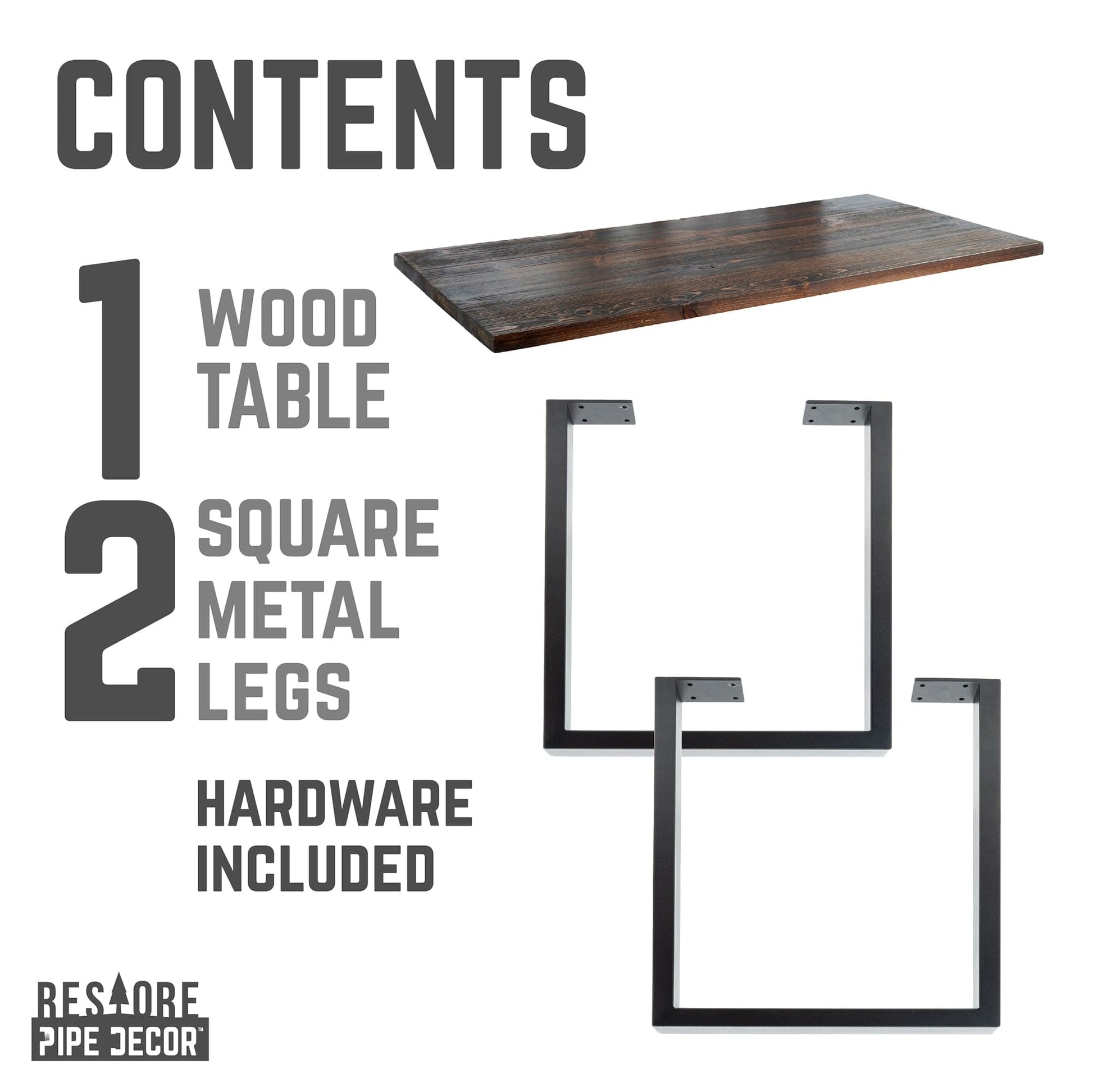 Skyline Trail Brown Solid Wood Desk with 28 in. Landscape Legs PIPE DECOR