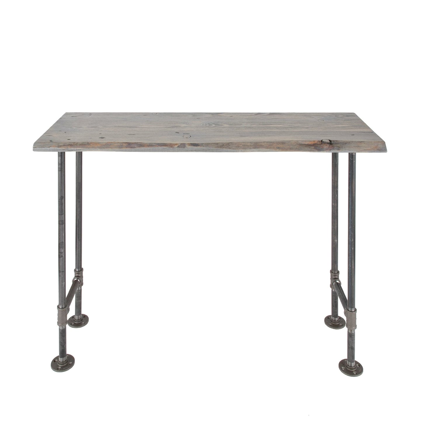 RESTORE Riverstone Grey Solid Live Edge Wood Console Table PIPE DECOR