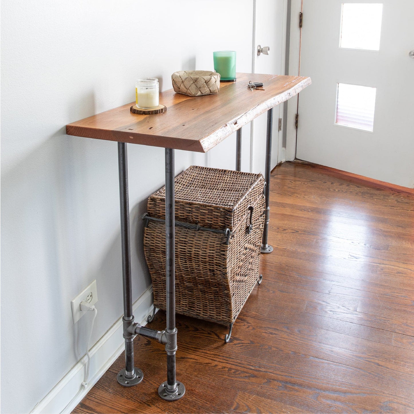 RESTORE Sunset Cedar Solid Live Edge Wood Console Table PIPE DECOR