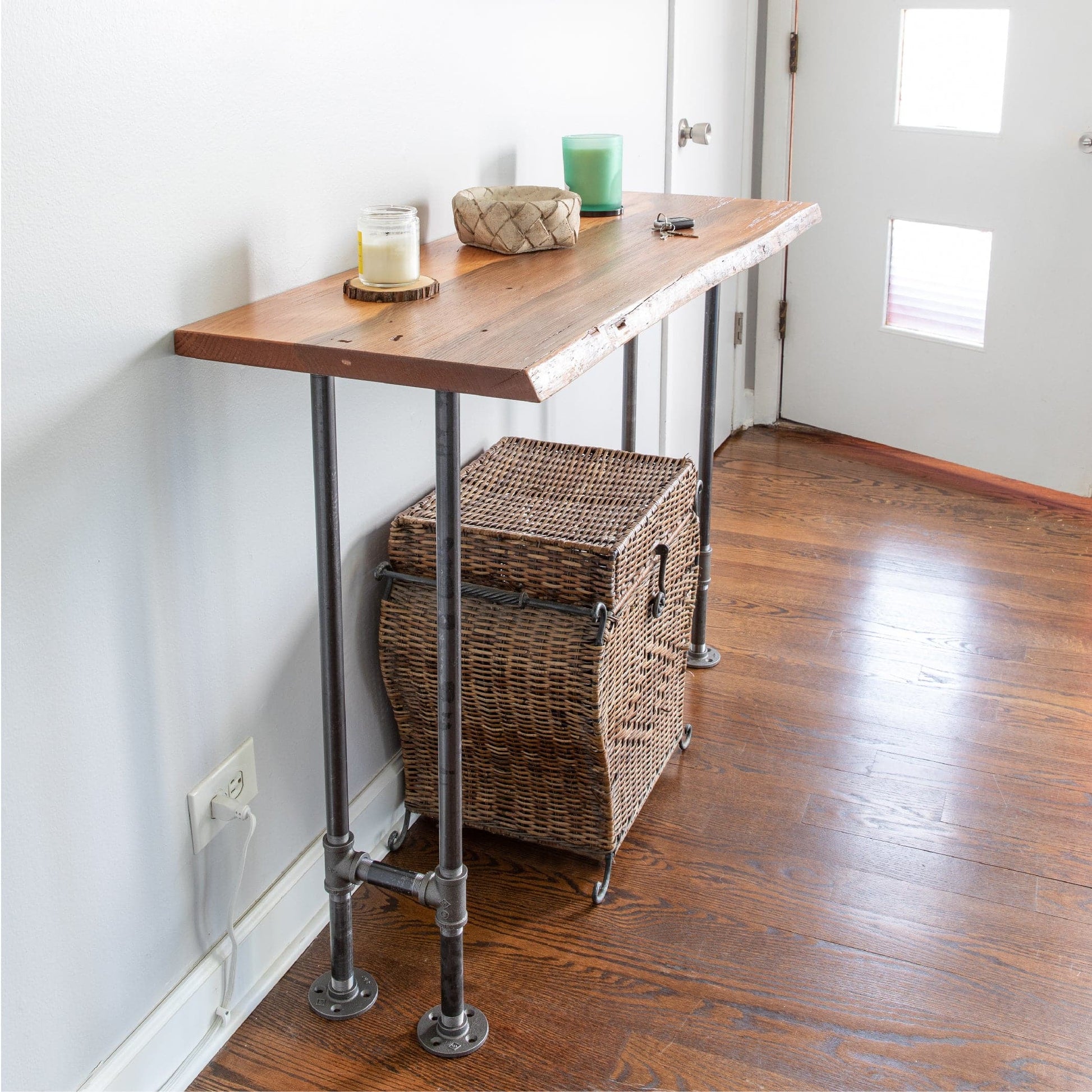 RESTORE Sunset Cedar Solid Live Edge Wood Console Table PIPE DECOR
