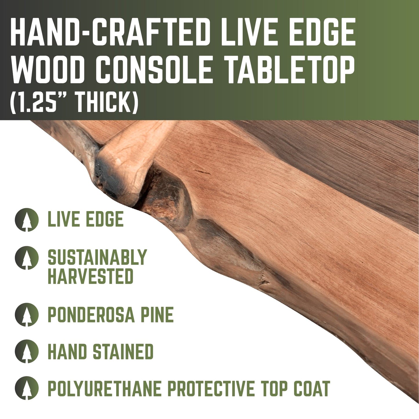 RESTORE Sunset Cedar Solid Live Edge Wood Console Table PIPE DECOR