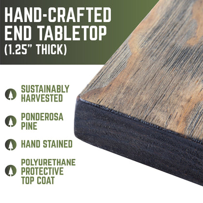 RESTORE Boulder Black Solid Wood End Table PIPE DECOR