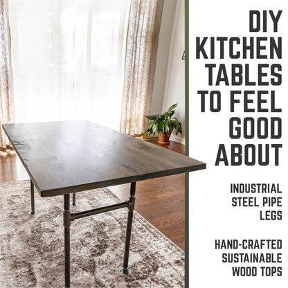 RESTORE Riverstone Grey Solid Wood Dining Table PIPE DECOR