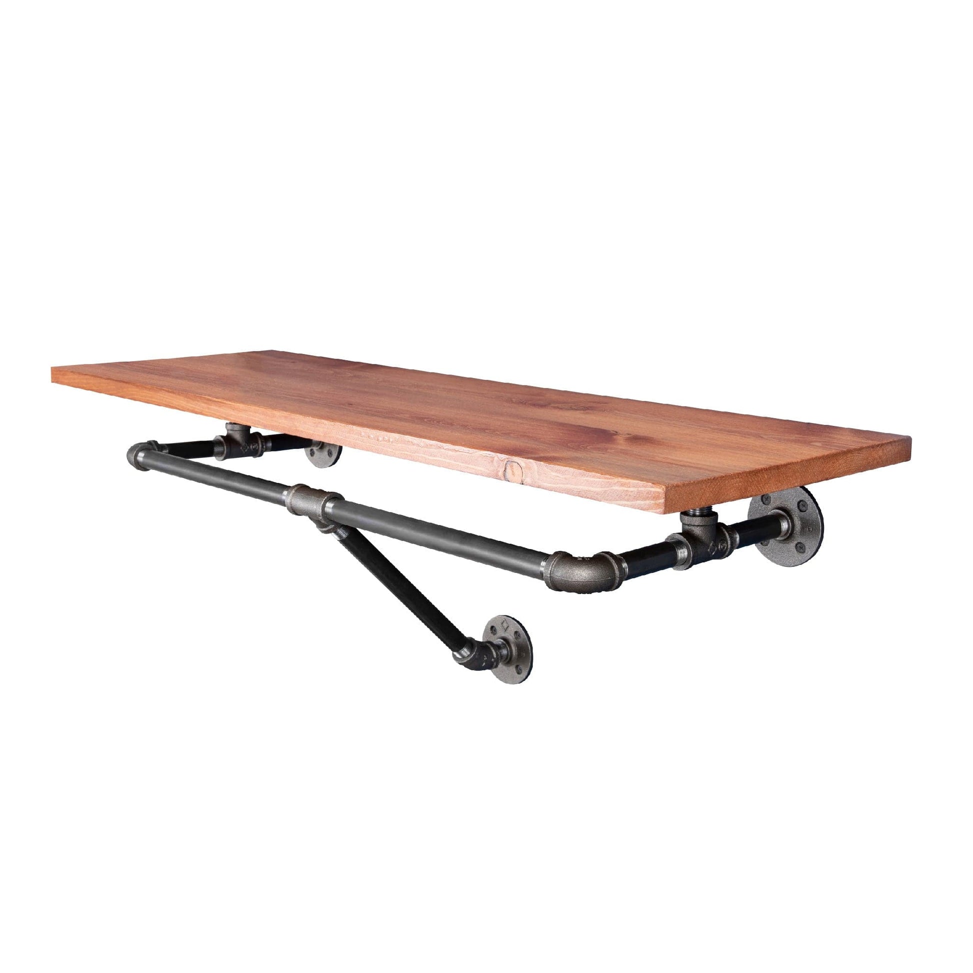 24 in. Wall Mounted Clothing Rack with Wood Shelf, Sunset Cedar PIPE DECOR