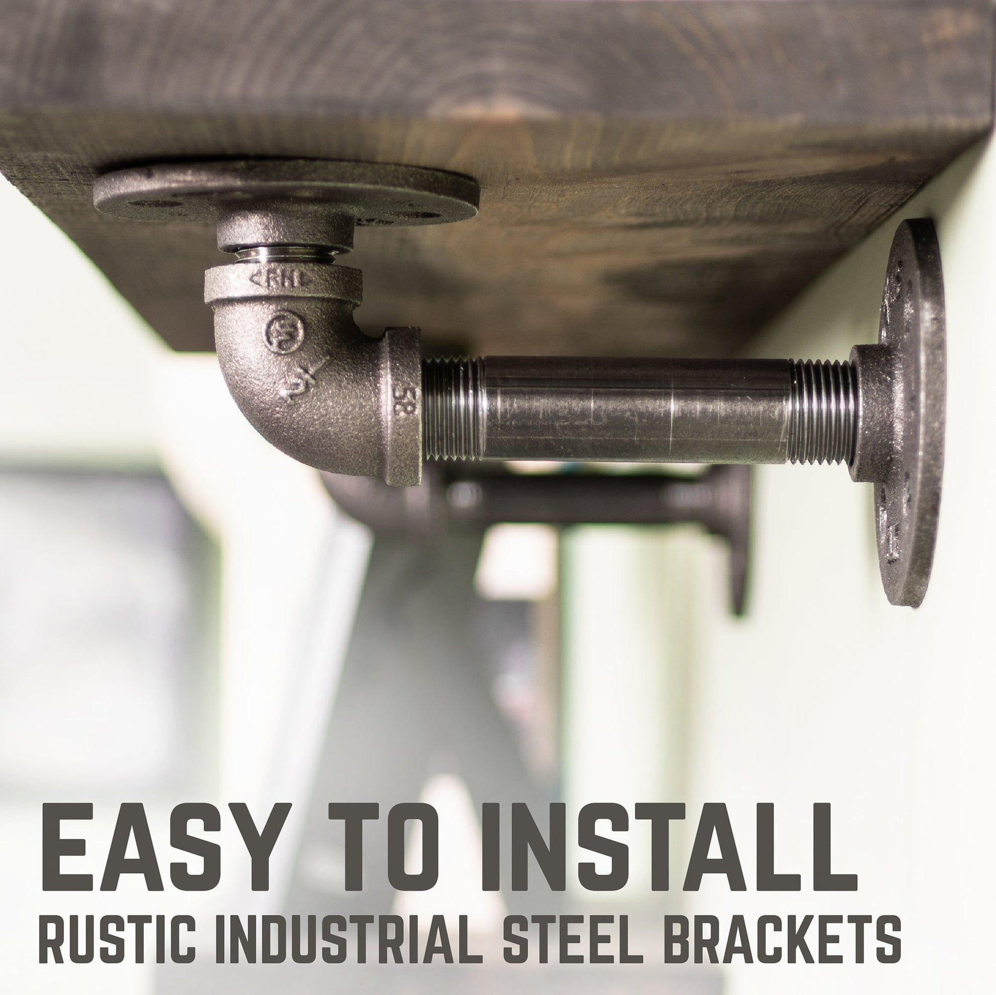 RESTORE Boulder Black 24 in. Shelves with L-Shaped Brackets PIPE DECOR