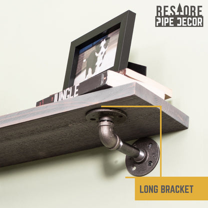 RESTORE Riverstone Grey 24 in. Shelves with L-Shaped Brackets PIPE DECOR