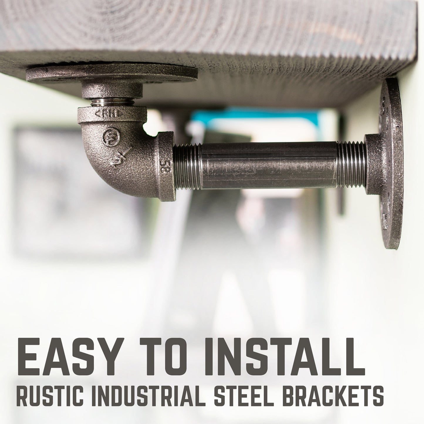 RESTORE Riverstone Grey 24 in. Shelves with L-Shaped Brackets PIPE DECOR