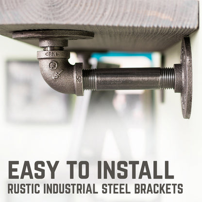 RESTORE Riverstone Grey 24 in. Shelves with L-Shaped Brackets PIPE DECOR