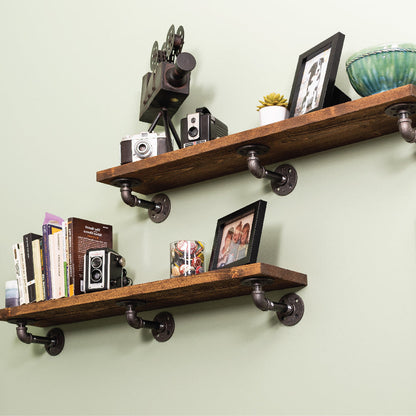 RESTORE Autumn Brown 36 in. Shelves with L-Shaped Brackets PIPE DECOR