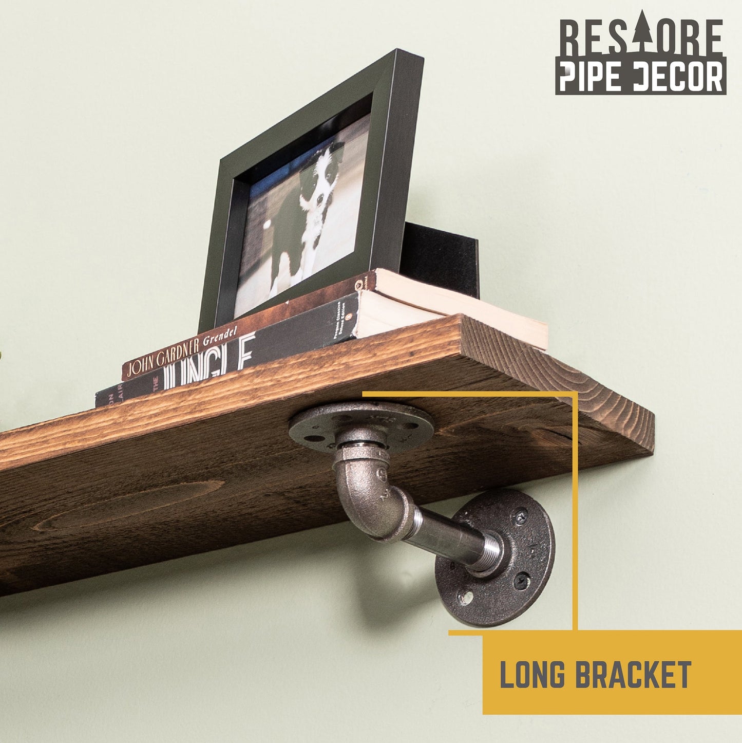 RESTORE Sunset Brown 36 in. Shelves with L-Shaped Brackets PIPE DECOR