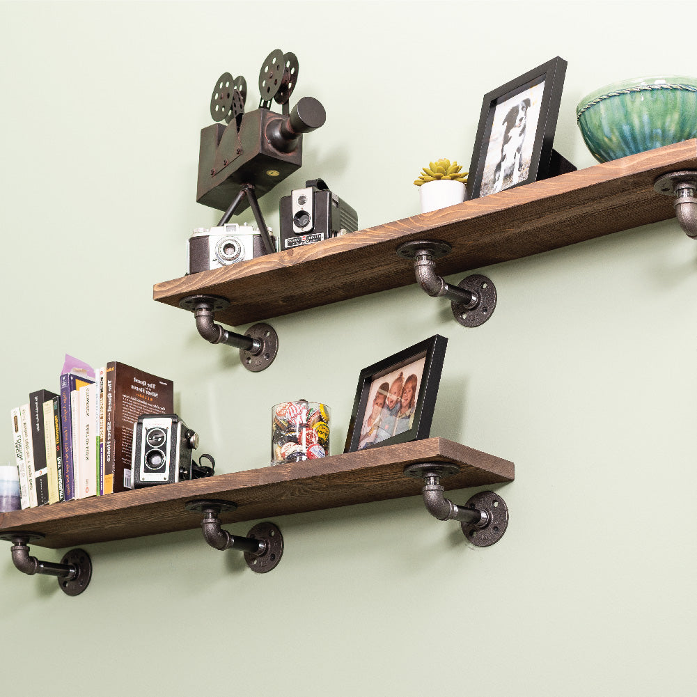 RESTORE Sunset Brown 36 in. Shelves with L-Shaped Brackets PIPE DECOR