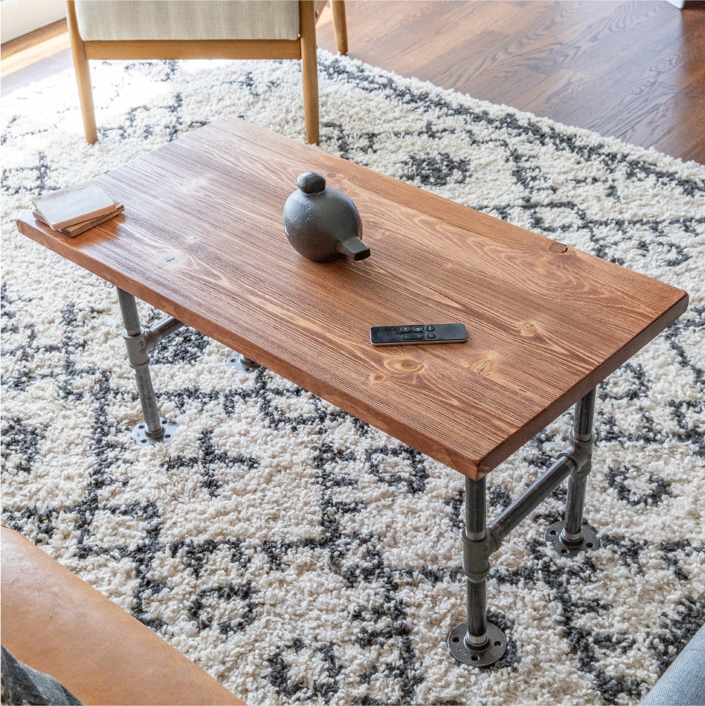RESTORE Sunset Cedar Solid Wood Coffee Table PIPE DECOR