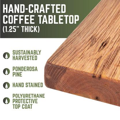 RESTORE Sunset Cedar Solid Wood Coffee Table PIPE DECOR