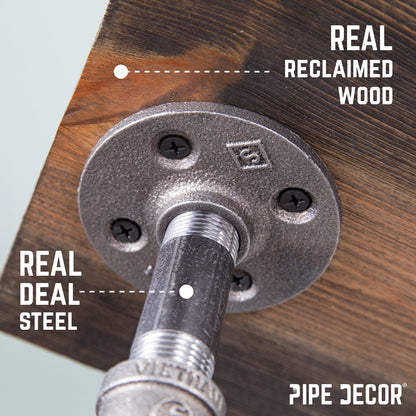 6 in. Wall-Mounted Pipe Toilet Paper Holder with Wood Shelf, Trail Brown PIPE DECOR