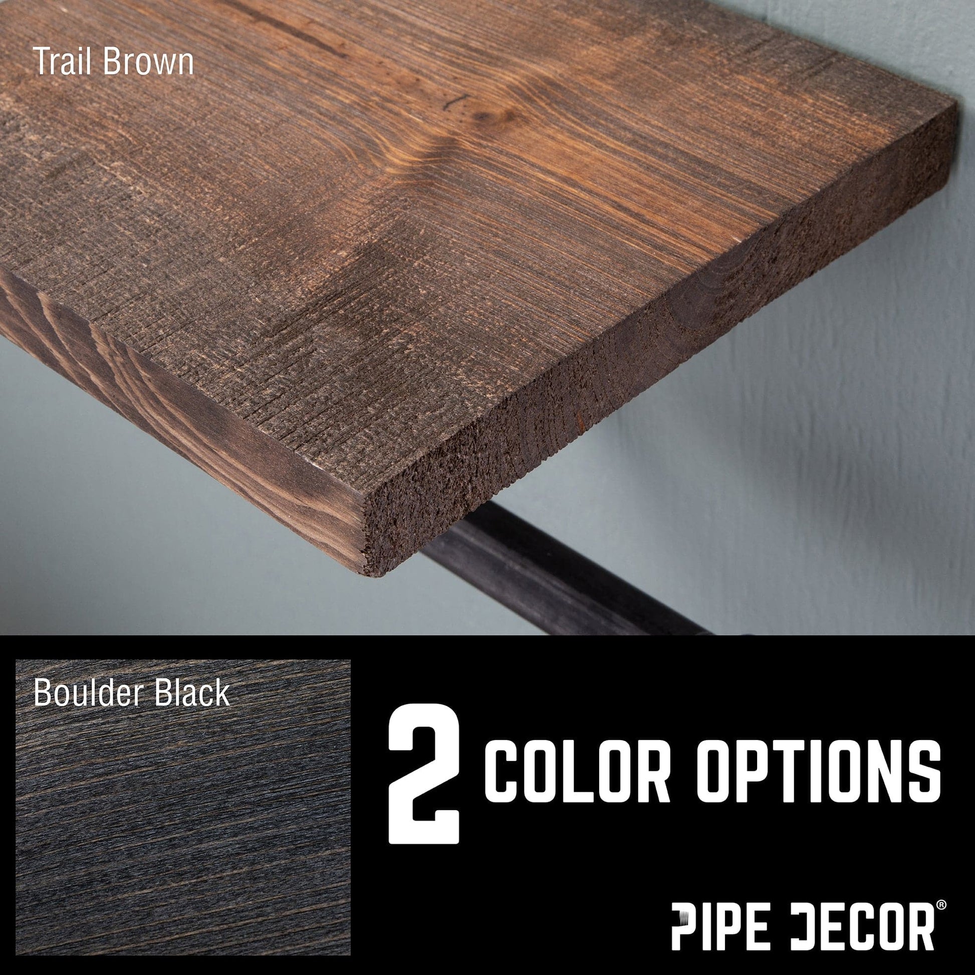 6 in. Wall-Mounted Pipe Toilet Paper Holder with Wood Shelf, Trail Brown PIPE DECOR