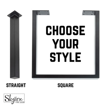 12 in. Skyline Matte Black Square Metal High-Rise Coffee Table Legs - 4 Pack PIPE DECOR