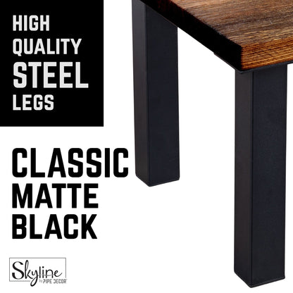 12 in. Skyline Matte Black Square Metal High-Rise Coffee Table Legs - 4 Pack PIPE DECOR