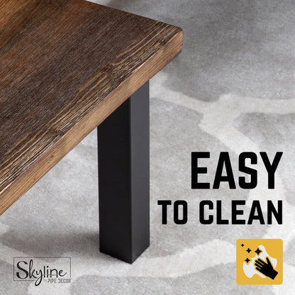 12 in. Skyline Matte Black Square Metal High-Rise Coffee Table Legs - 4 Pack PIPE DECOR