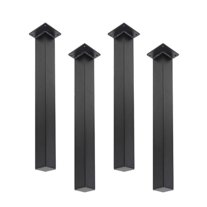 28 in. Skyline Matte Black Square Metal High-Rise Dining or Desk Table Legs - 4 Pack PIPE DECOR