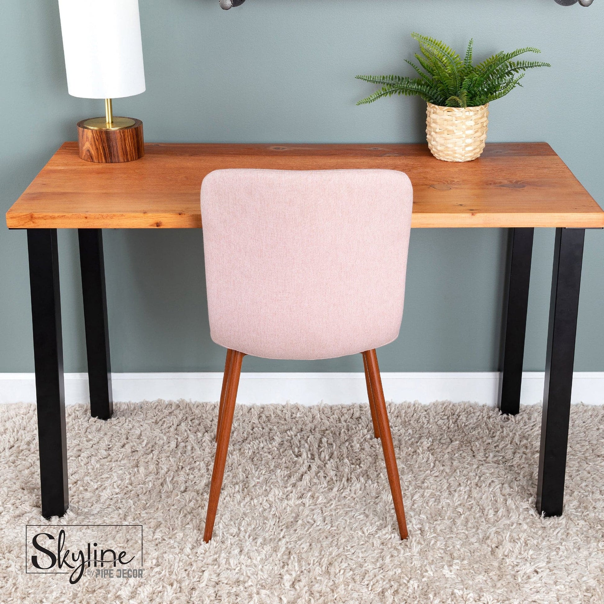28 in. Skyline Matte Black Square Metal High-Rise Dining or Desk Table Legs - 4 Pack PIPE DECOR