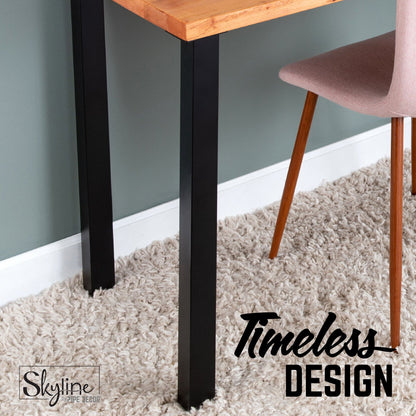 28 in. Skyline Matte Black Square Metal High-Rise Dining or Desk Table Legs - 4 Pack PIPE DECOR