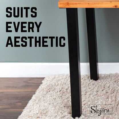 28 in. Skyline Matte Black Square Metal High-Rise Dining or Desk Table Legs - 4 Pack PIPE DECOR