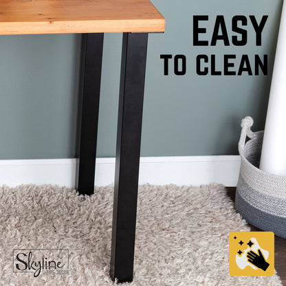 28 in. Skyline Matte Black Square Metal High-Rise Dining or Desk Table Legs - 4 Pack PIPE DECOR
